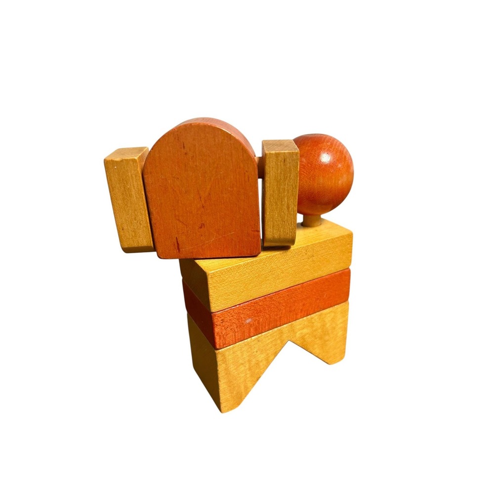 Vintage Wooden Dog Stacking Toy | Mid-Century Modern Style Wood Puppy Figurine - Picture 2 of 7